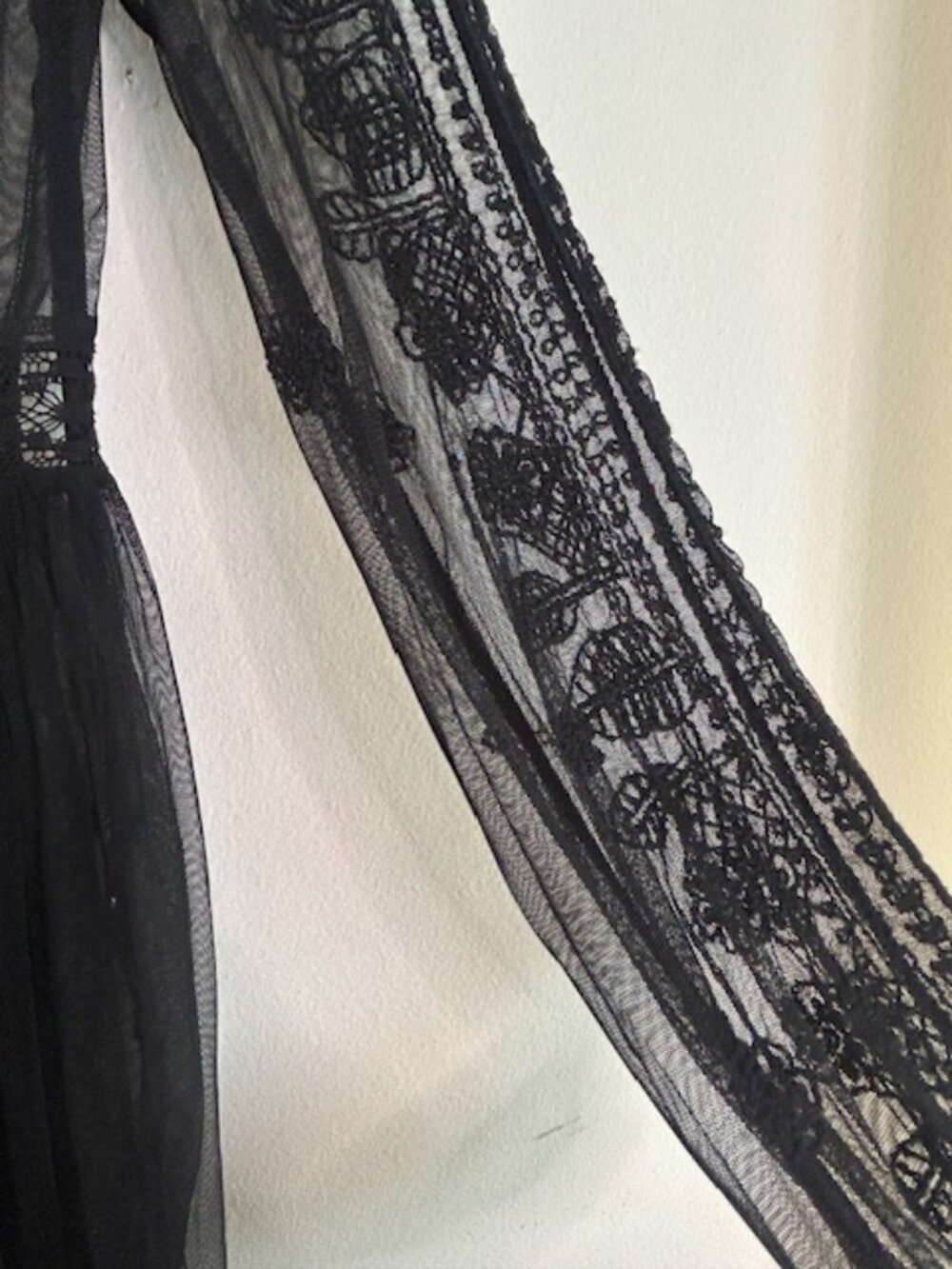 Urban Outfitters Hope Embroidered Long Sleeve Lush Black Lace Slip Midi Dress - Picture 10 of 16